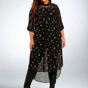 Floral chiffon maxi tunic top